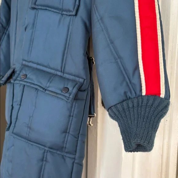 JC Penny vintage snow suit with Red and White Stripes 4 - Picture 3 of 8